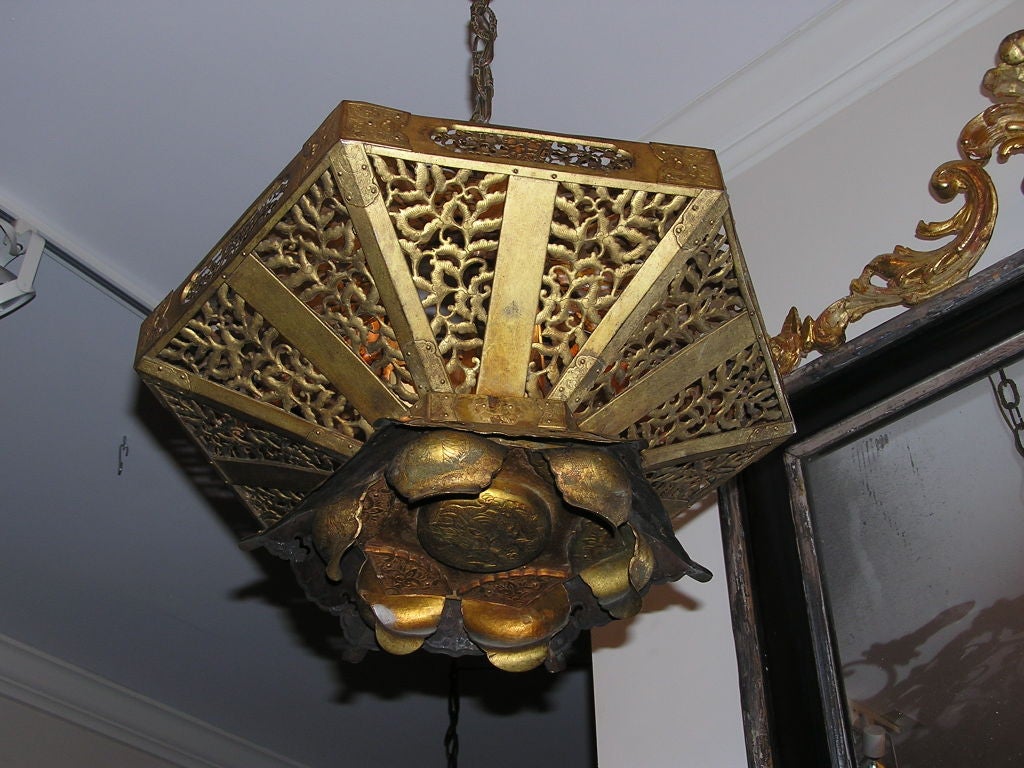 Japanese Gilt Bronze Hanging Lantern 1