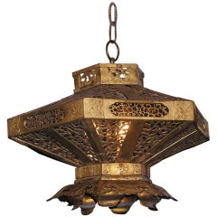 Lanterne suspendue japonaise en bronze doré