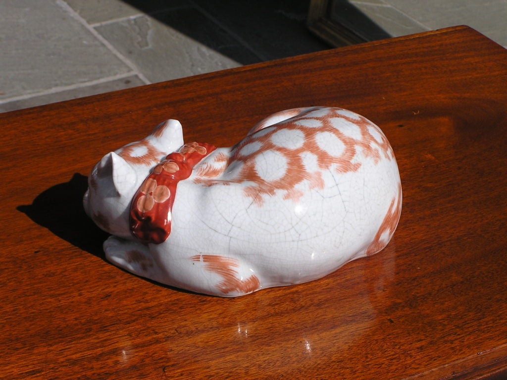 20th Century Japanese Kutani Porcelain Cat