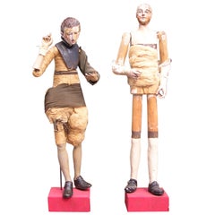 Antique Pair of Italian Santibelli  Figures on Stand