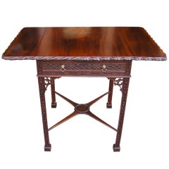 English Chinese Chippendale Mahogany Pembroke Table. Circa 1750