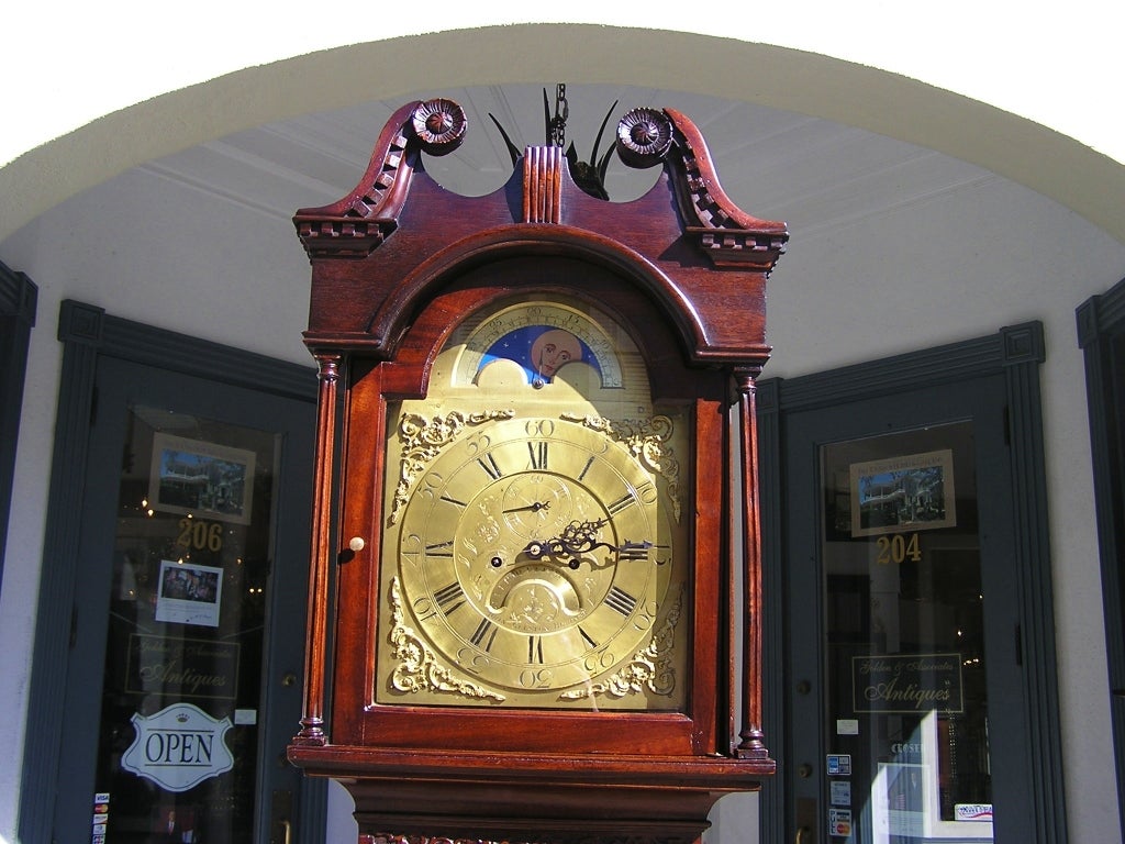 Irish Mahogany Tall Case Clock ( John Gelston ) In Excellent Condition In Hollywood, SC
