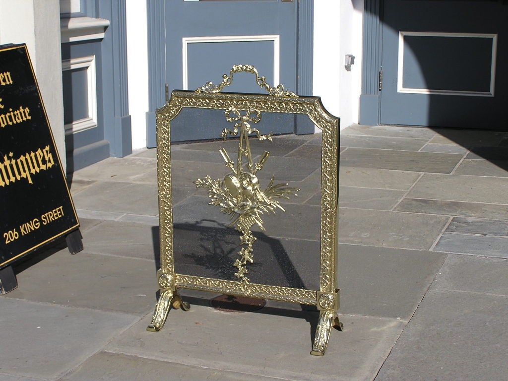 Louis Philippe French Brass Fire Place Screen. 19th century