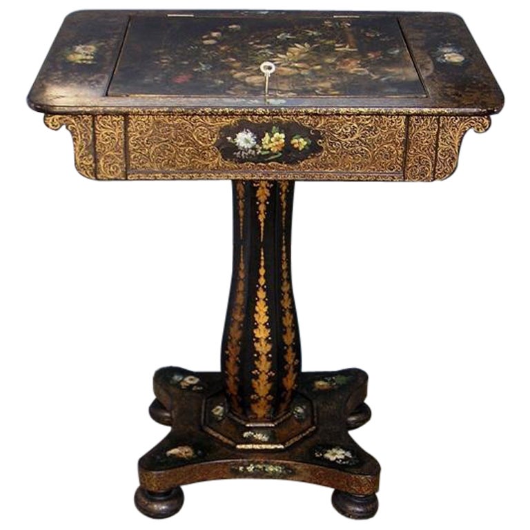 French Paper Mache Writing Table For Sale at 1stDibs