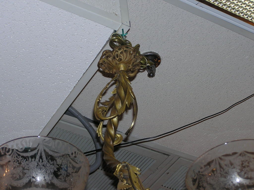 Italian Gilt Bronze Gasolier In Excellent Condition For Sale In Hollywood, SC