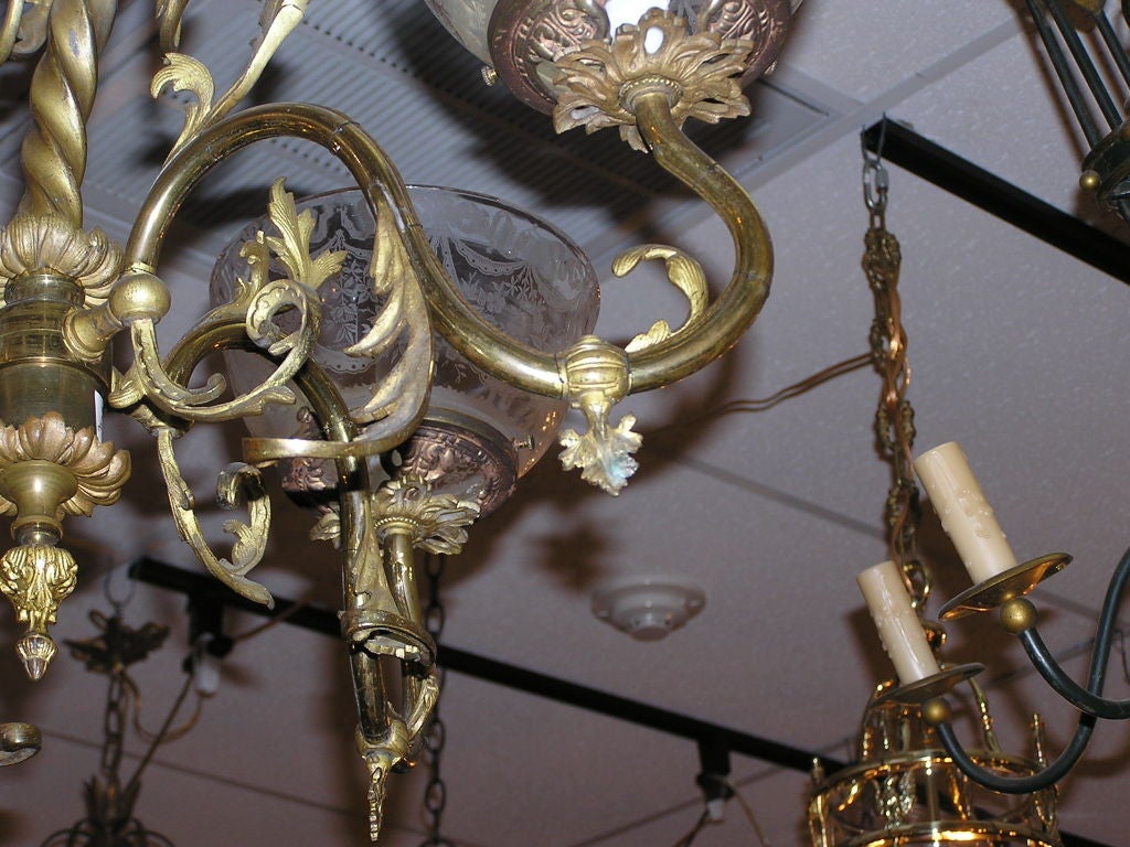 Gasolier italiano de bronce dorado en Excelente estado para la venta en Charleston, SC