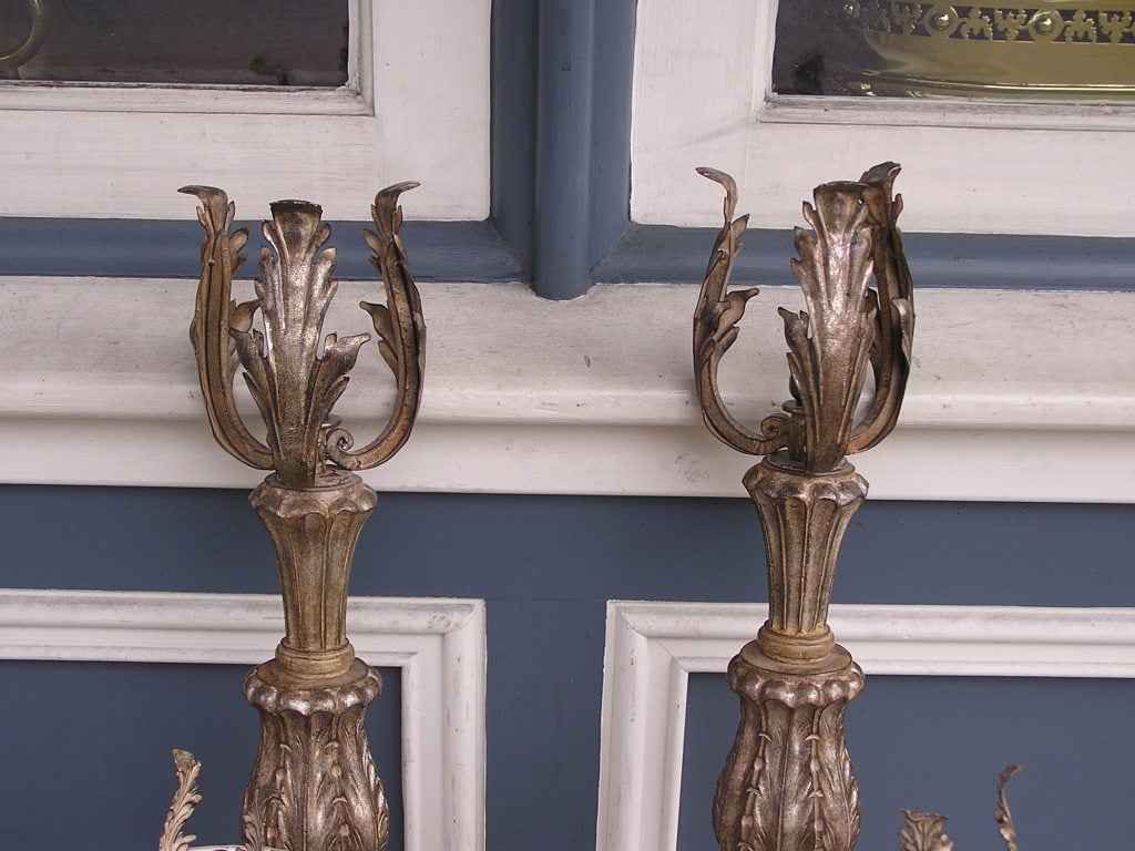 20th Century Pair of Italian Silver Gilt Sconces For Sale