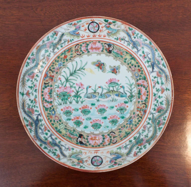 Set of 16 Famille Rose Game Plates For Sale 2