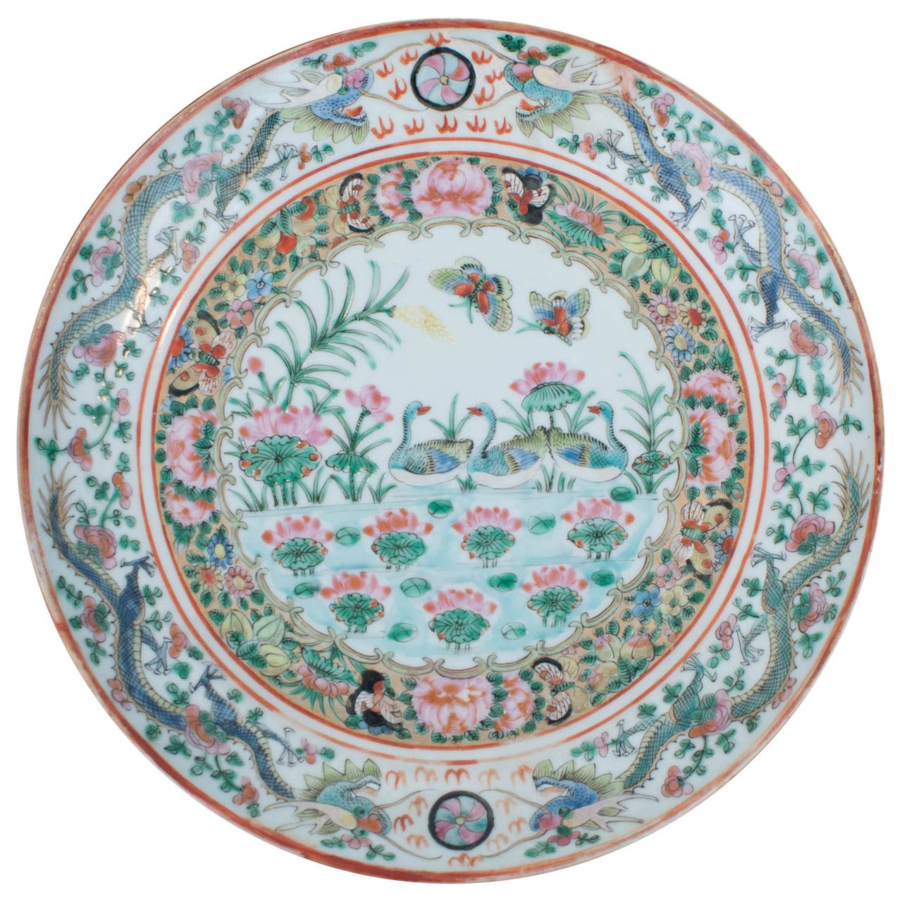 Set of 16 Famille Rose Game Plates For Sale