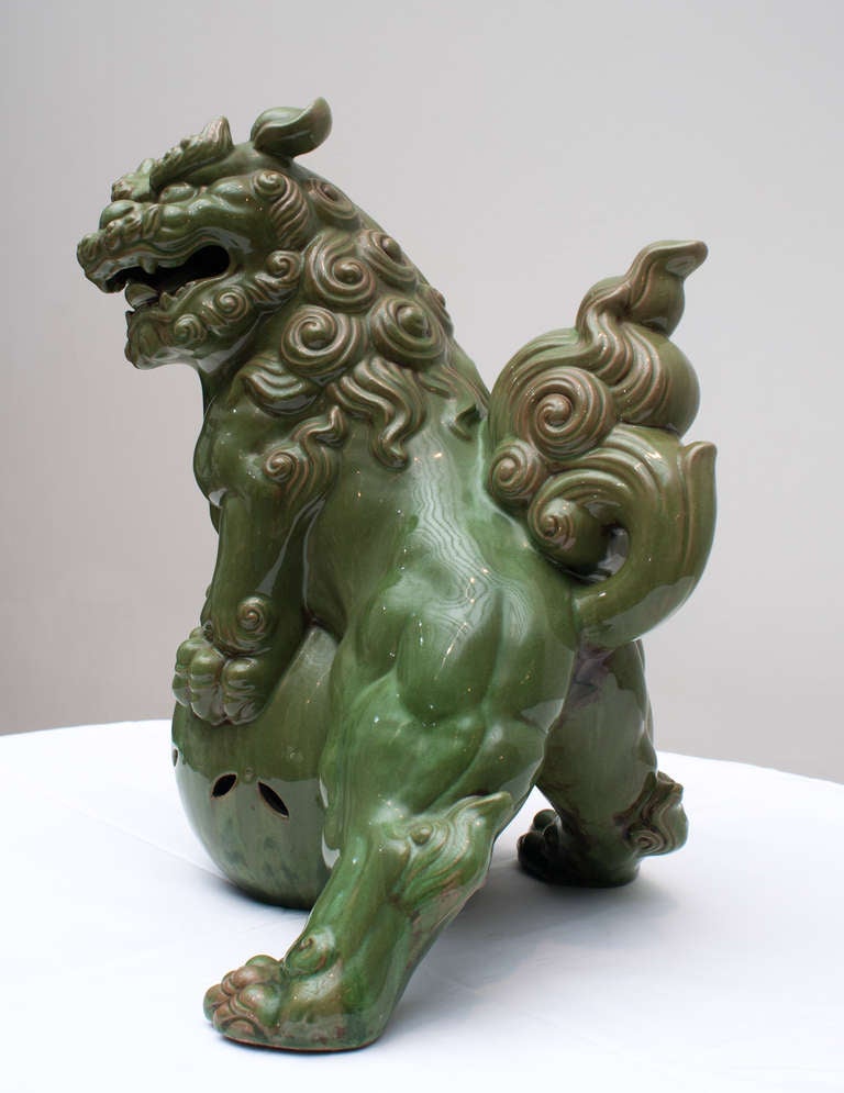 20th Century Large Japanese Ceramic Foo Dog Circa 1900