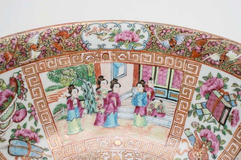 Chinese Rose Medallion Porcelain Punch Bowl For Sale 3