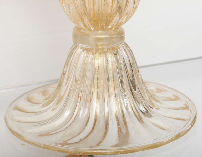 20th Century Extraordinary Pair of Avventurina, Italian Murano Gold Glass Lamps