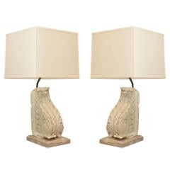 Used Pair of Plaster Architectural Corbels Converted into Lamps