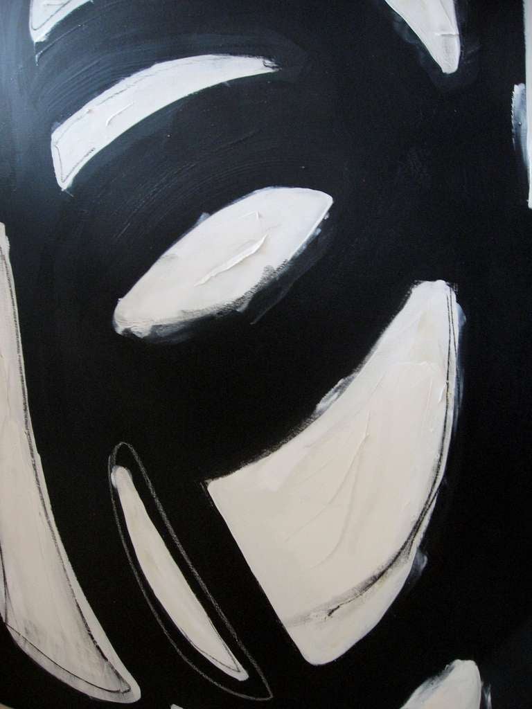 Acrylic Original Signed Black and White Abstract by Karina Gentinetta