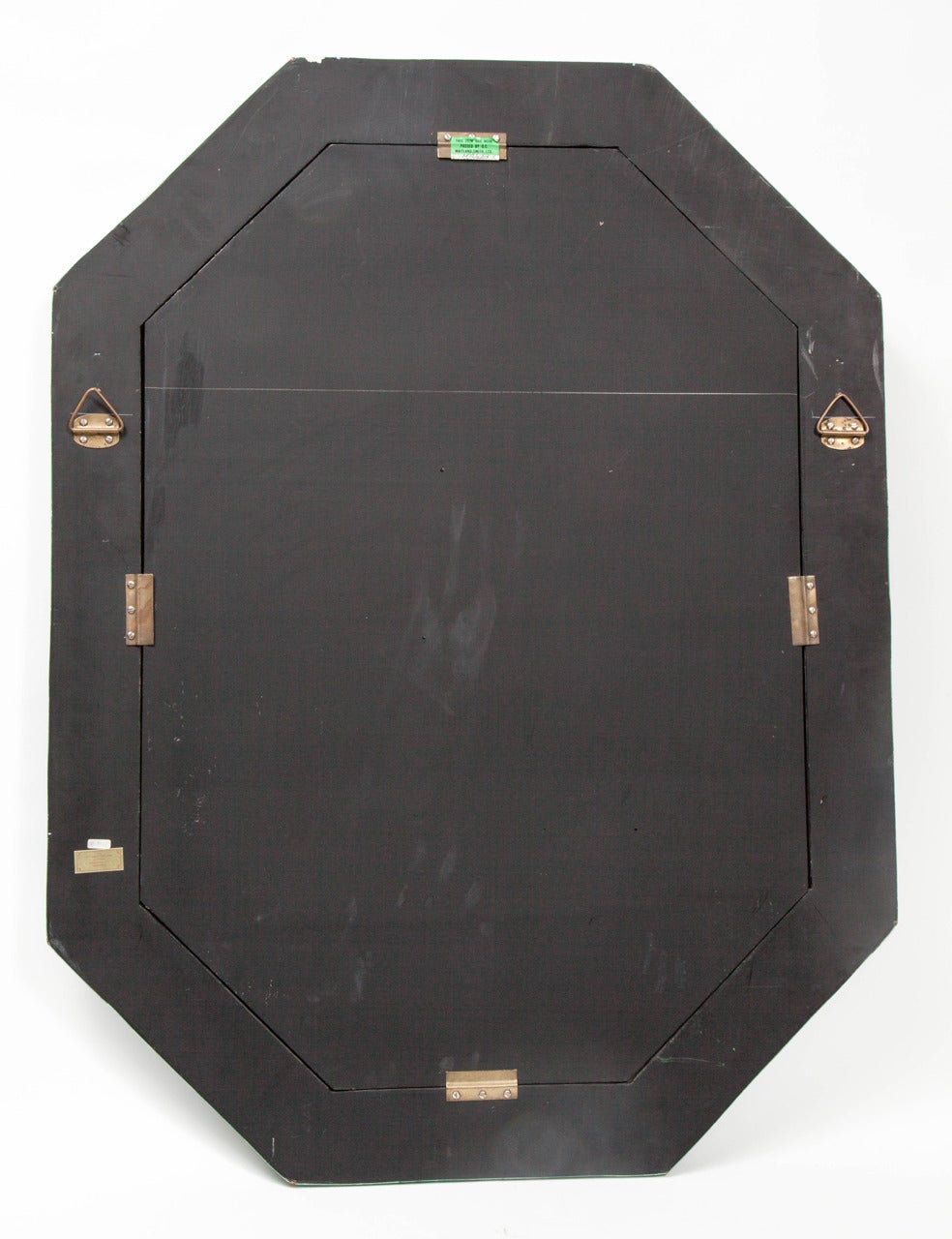 Tessellated Green Stone Octagonal Mirror with Brass Inlays Signed Maitland-Smith 2