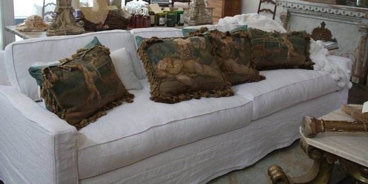 Gorgeous Pair Turquoise Aubusson Style Handmade Tapestry Pillows 6