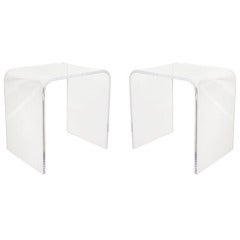 Timeless Mid Century Modern Style Waterfall Lucite Side Tables