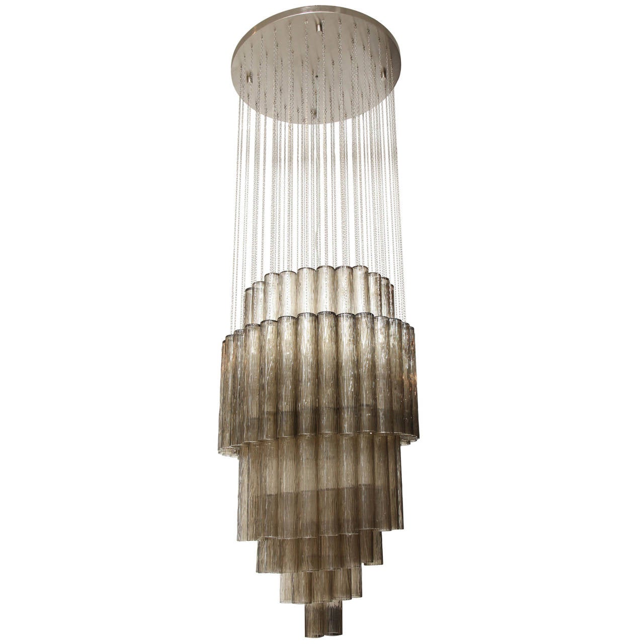 Suspended Smoke Murano Glass Chandelier in the Style of Venini