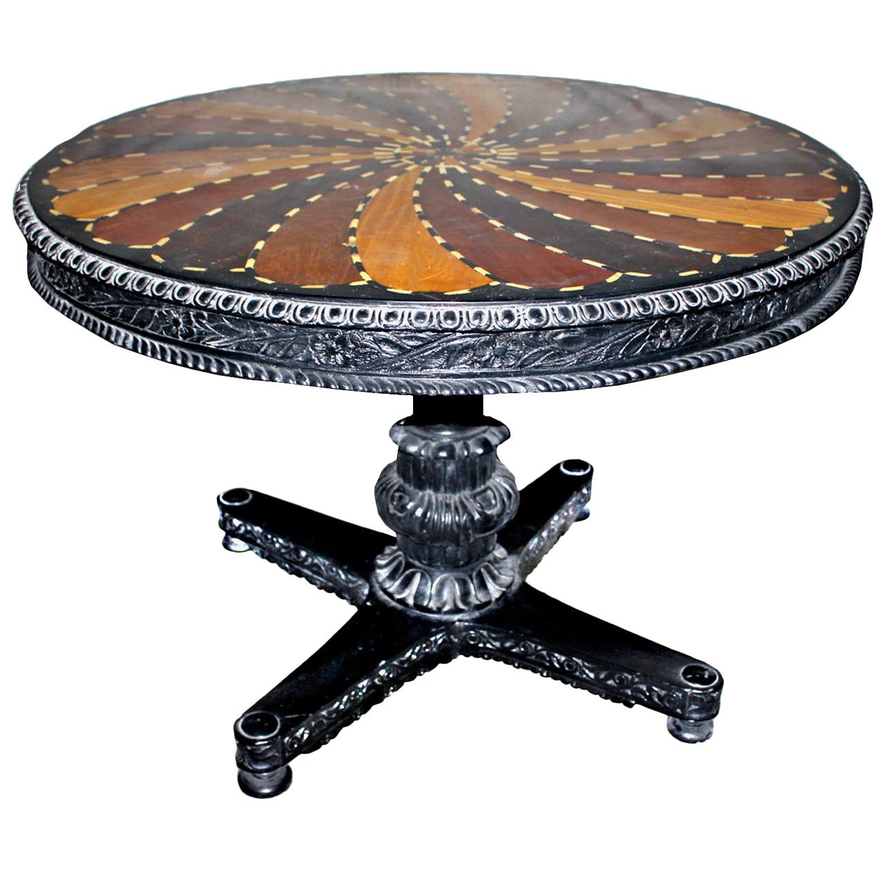 British Colonial Anglo Indian Ceylon Specimen Top Table 19th Century