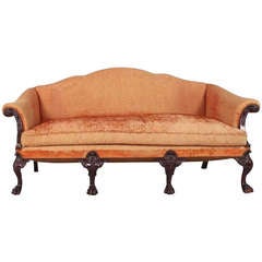 19th Century Irish Chippendale Style Mahogany Camel-Back Sofa