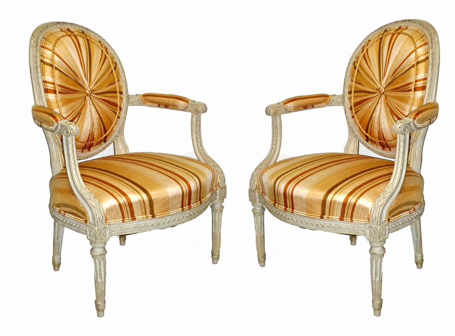 18th C Pr Painted Louis XVI Period Neo-Classical Arm Chairs Sothebys For Sale