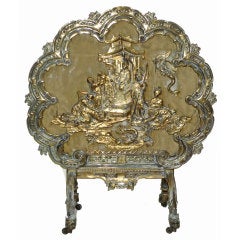 19th Century Belle Epoque Bronze Dore Fire Screen Circa 1880