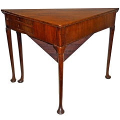 Antique 18th Century George III Mahogany Corner Handkerchief Table