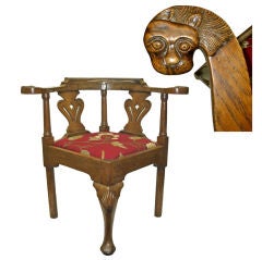 18th Century  Irish George III Carved Oak Corner Chair