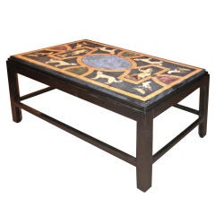 Italian Pietra Dura and Lacquered Coffee Table