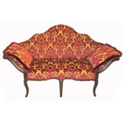 18th Century Italian Rococo Period Walnut and Upholstered Sofa