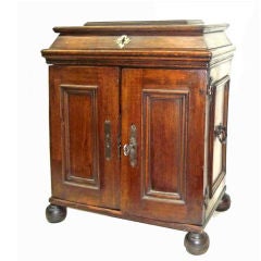 18th Century European Baroque Walnut and Oak Table Cabinet