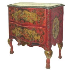 18th Century Rare Sicilian Scarlet Painted Chest / Commode