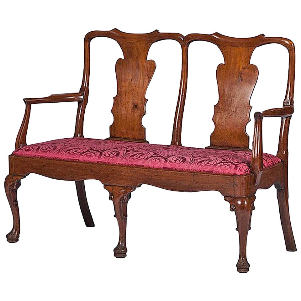 Early 18th Century Queen Anne Walnut Two Chair Back Settee