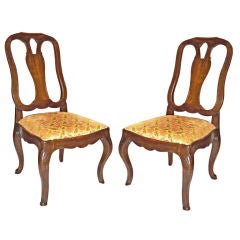 18th Century Pair of Italian Walnut Side Chairs