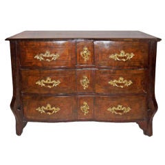 Louis XV Style French Provincial Inlaid Walnut Commode