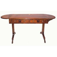 Antique Irish Regency Inlaid and Carved Mahogany Sofa Table