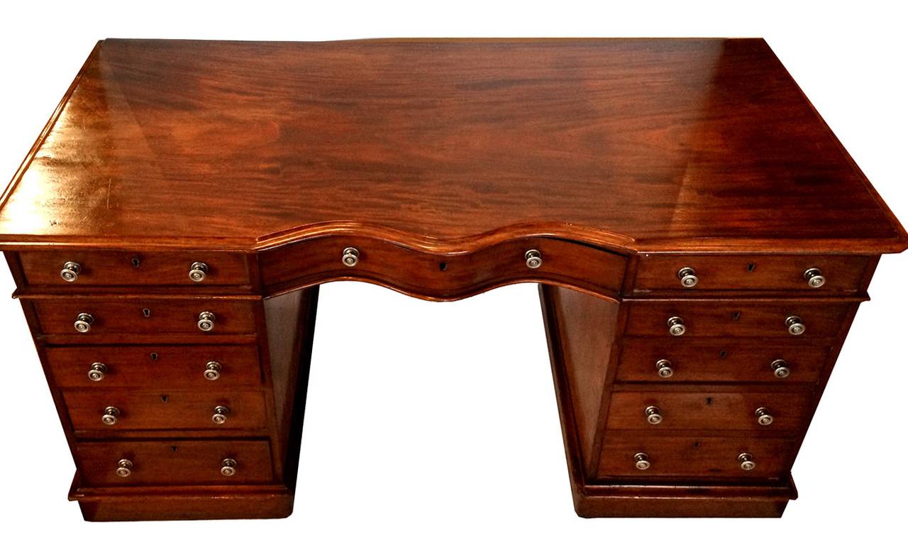 Early 19th Century English 19th Century Regency Style Mahogany, Double-Pedestal Desk