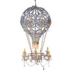 Superb French Crystal, Beaded, and Gilded Six Light Chandelier