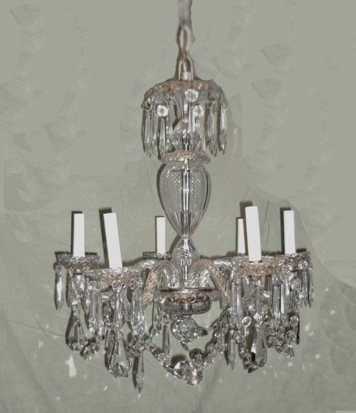 Waterford Lead Crystal Six Arm Chandelier For Sale