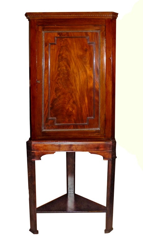George III Mahogany Corner Cabinet on Stand