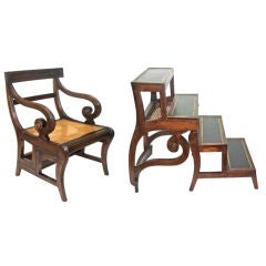 Regency Style Mahogany Metamorphic Arm Chair Library Steps
