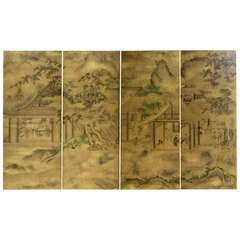 17th/ 18th Century Edo Period Japanese Kano School Style Byobu Screen