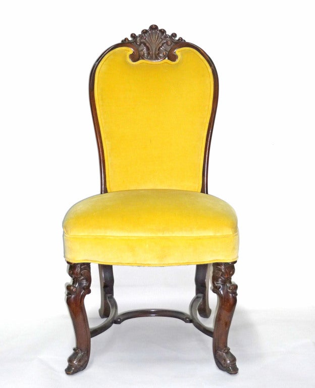 19th Century Pair of George I Style Carved Walnut Chairs