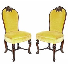 Pair of George I Style Carved Walnut Chairs