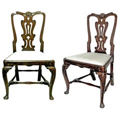Early 18th Century Pair of George I Carved Walnut Side Chairs