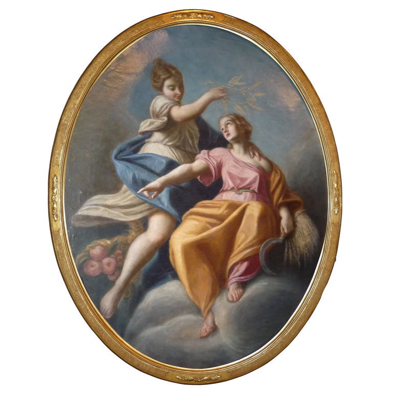 18th Century Italian School Oil on Canvas in a Giltwood Frame