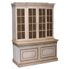19th Century Adams Style Carved and Painted Breakfront Bookcase