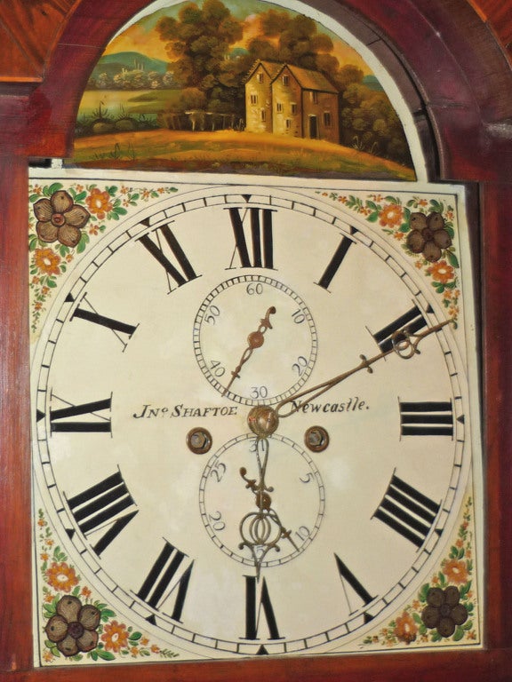 19th Century George III Inlaid Mahogany Tall Case Clock Newcastle 19th C