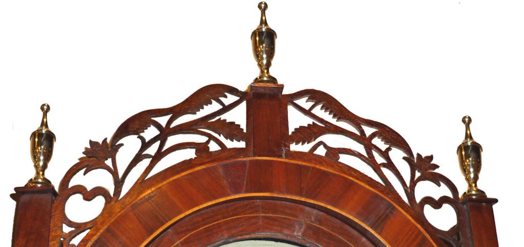 George III Inlaid Mahogany Tall Case Clock Newcastle 19th C 1