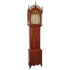 George III Inlaid Mahogany Tall Case Clock Newcastle 19th C